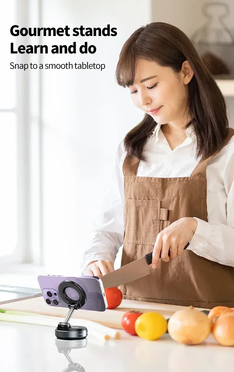 Strong Magnetic Foldable Car Phone Holder Mount with 360° Rotation, Vacuum Suction for iPhone & Android, Ideal for Live Streaming & Navigation showcase 7