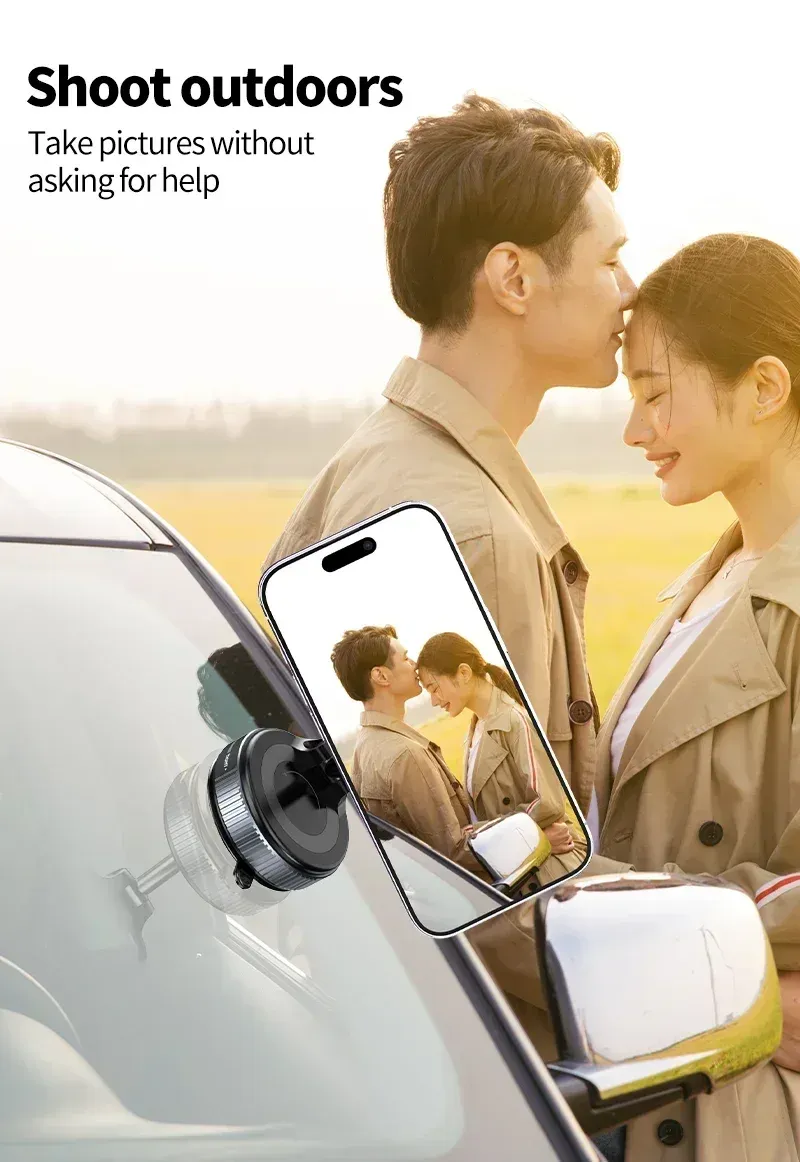 Strong Magnetic Foldable Car Phone Holder Mount with 360° Rotation, Vacuum Suction for iPhone & Android, Ideal for Live Streaming & Navigation showcase 8