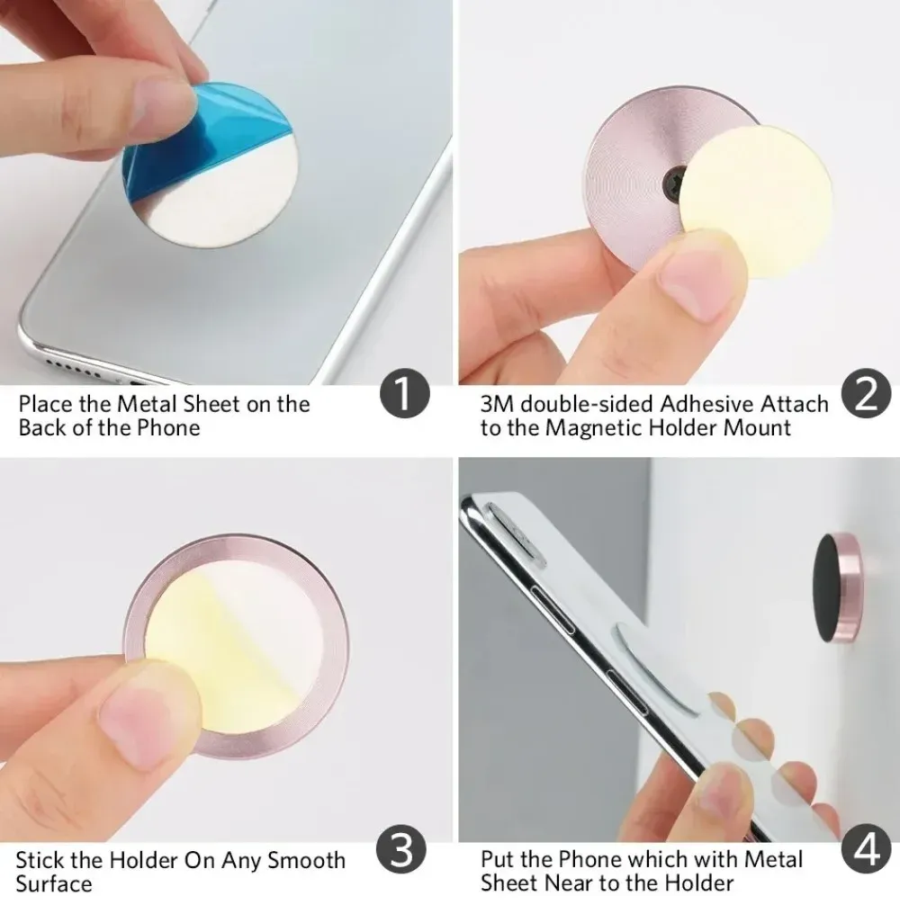Universal Magnetic Car Phone Holder Mount Stand for iPhone Samsung Xiaomi - Rotatable or Fixed Dashboard Sticker showcase 13