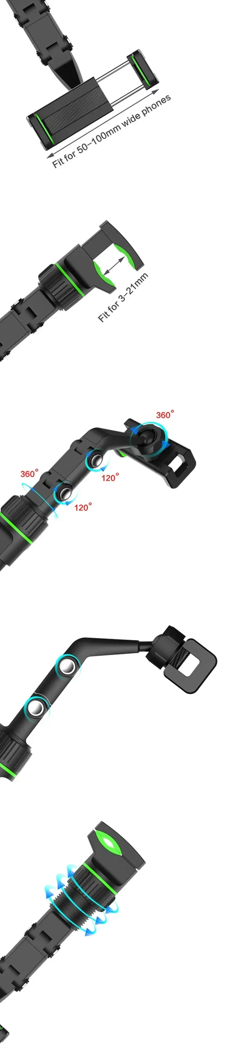 360° Rotatable Universal Car Phone Holder Mount - Adjustable Rearview Mirror Seat Clip Bracket for All Smartphones showcase 5