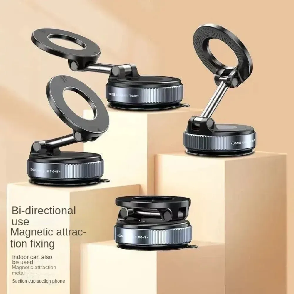 Universal Magnetic Car Phone Holder Mount with 360° Rotation, Mechanical Vacuum Suction Cup, Durable Metal Construction for Secure Navigation thumbnail 5