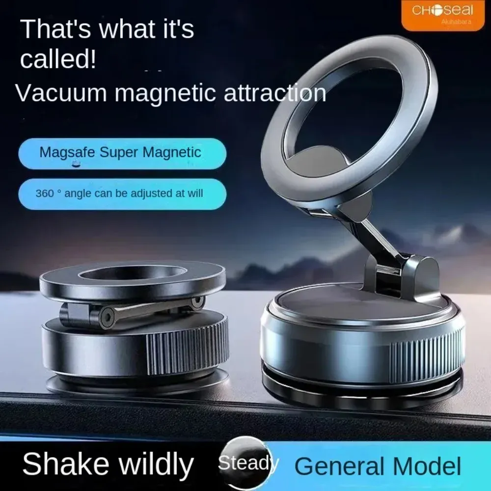 Universal Magnetic Car Phone Holder Mount with 360° Rotation, Mechanical Vacuum Suction Cup, Durable Metal Construction for Secure Navigation showcase 15