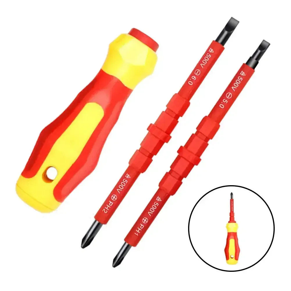 3Pcs Multi-Purpose Electrician Screwdriver Set with Magnetic Tip, PH1 PH2 Slotted Bits, Ergonomic Handle for Home & Professional Use