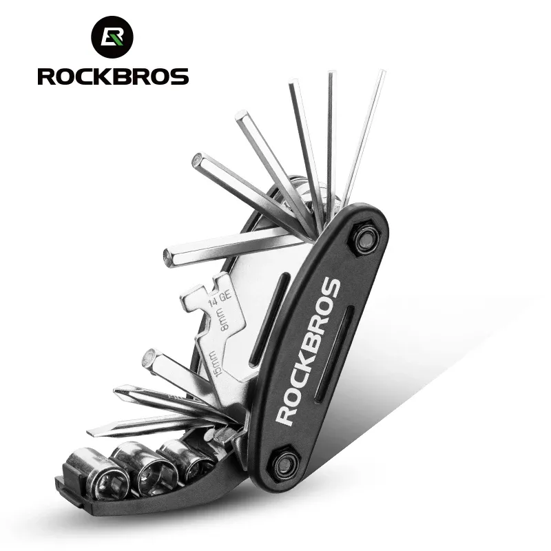 ROCKBROS 16-in-1 Bike Multi-Tool Kit: Portable Bicycle Repair Set with Hex Wrenches, Screwdrivers, and Spoke Key for Mountain Cycling Maintenance