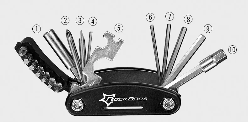 ROCKBROS 16-in-1 Bike Multi-Tool Kit: Portable Bicycle Repair Set with Hex Wrenches, Screwdrivers, and Spoke Key for Mountain Cycling Maintenance showcase 19