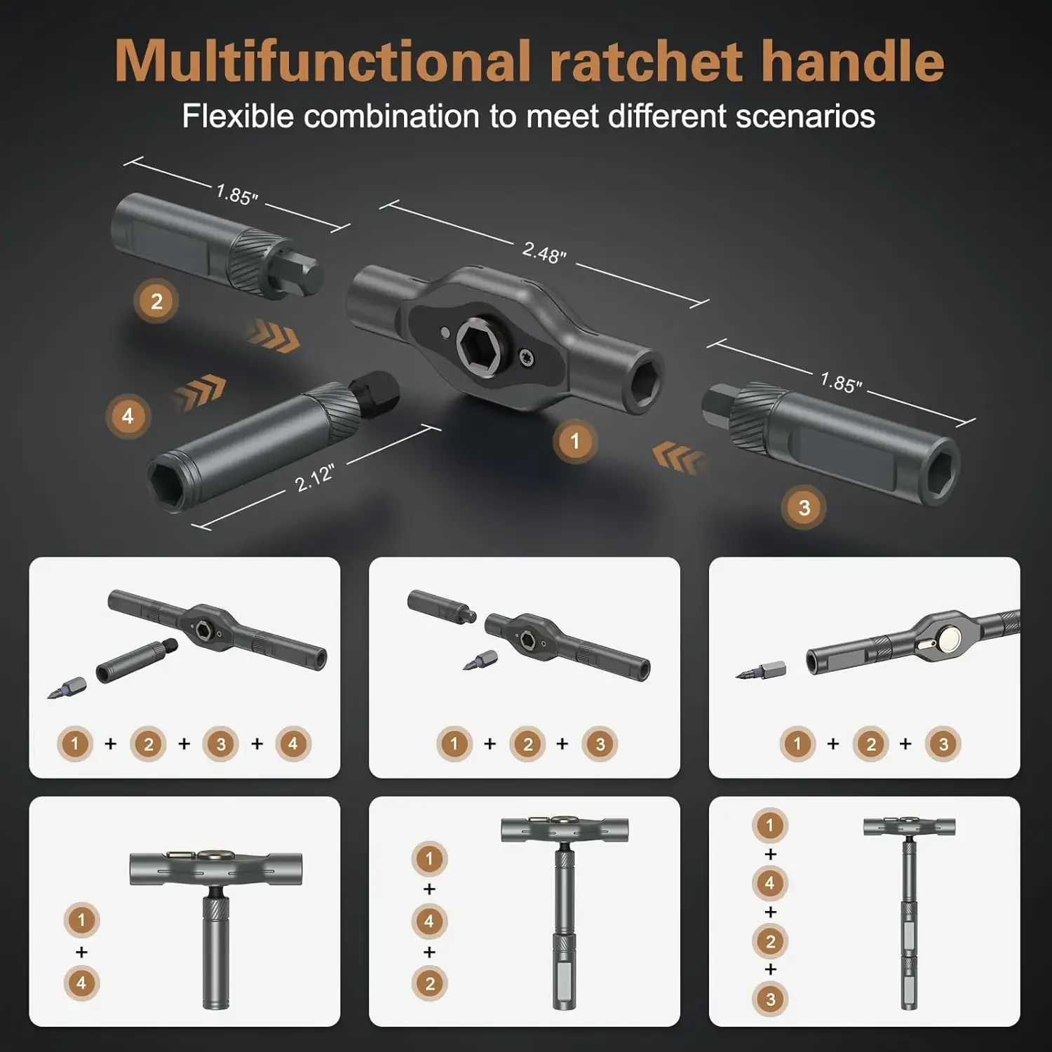 24-in-1 Multi-Purpose Ratchet Screwdriver Set with Magnetic Bits for DIY Household Repair and Precision Work thumbnail 2