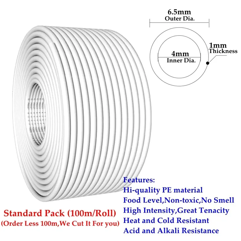 Food Grade PE Water Pipe Tubing - 1/4" & 3/8" Flexible Hose for Water Purifiers, Aquariums, Reverse Osmosis Systems - Durable, Non-Toxic, Heat & Cold Resistant showcase 1