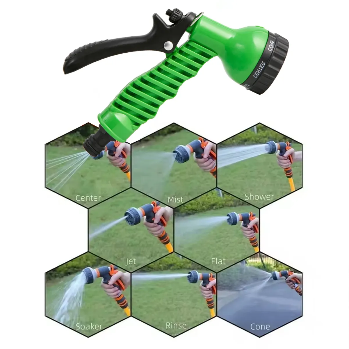 Multi-Pattern Garden Hose Nozzle Sprayer - Versatile Water Gun for Car Washing, Yard Watering, and Household Cleaning - Durable Design showcase 2