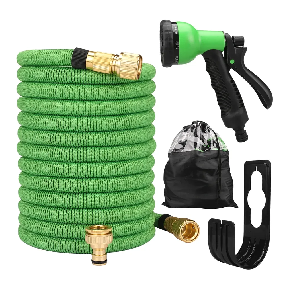 Expandable Garden Water Hose Kit 50-100FT, Durable PVC with Metal Connectors & 8-Pattern Spray Gun for Car Wash, Yard Irrigation, Home Cleaning thumbnail 2