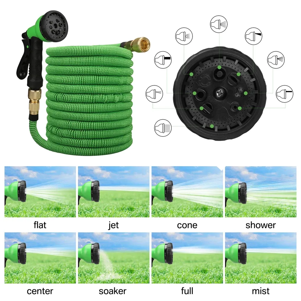Expandable Garden Water Hose Kit 50-100FT, Durable PVC with Metal Connectors & 8-Pattern Spray Gun for Car Wash, Yard Irrigation, Home Cleaning thumbnail 4