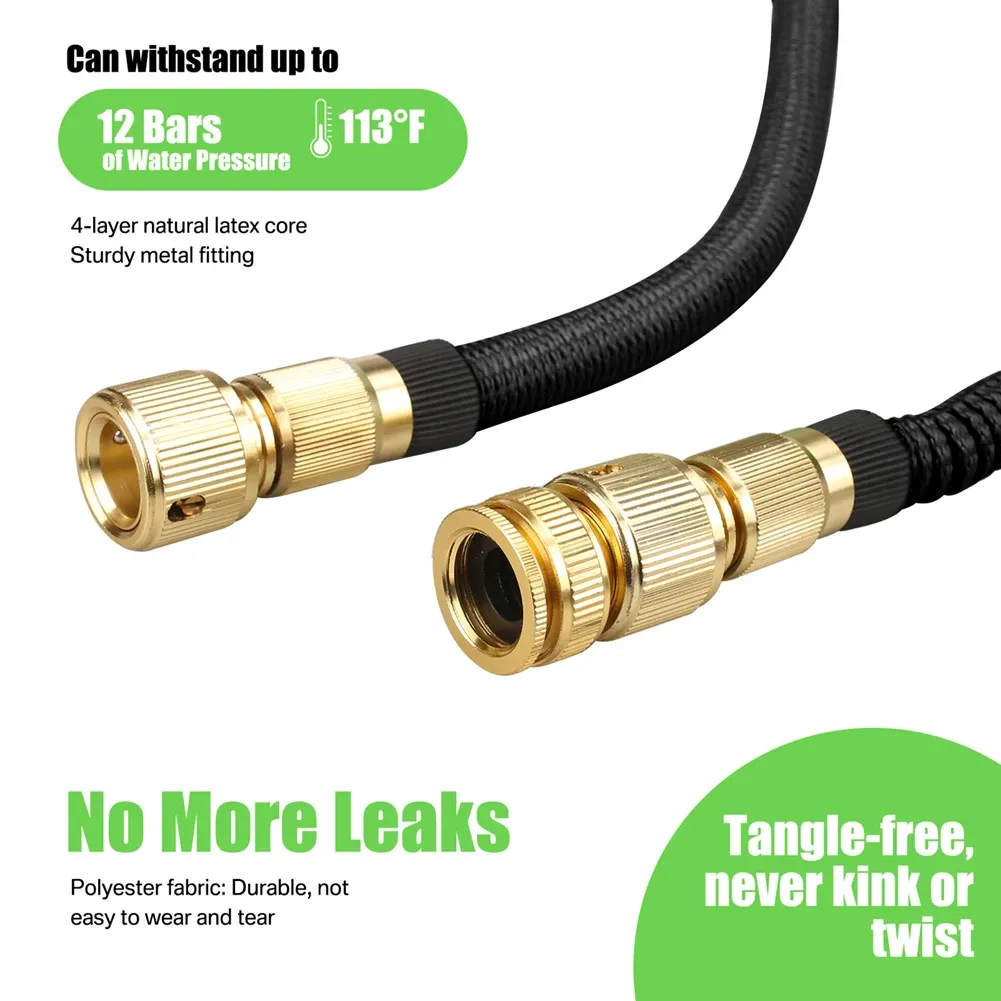 Expandable Garden Water Hose Kit 50-100FT, Durable PVC with Metal Connectors & 8-Pattern Spray Gun for Car Wash, Yard Irrigation, Home Cleaning showcase 4
