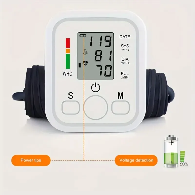 Digital Arm Cuff Sphygmomanometer Blood Pressure Monitor - Accurate Pulse Heart Rate Meter Device for Home Medical Use thumbnail 3
