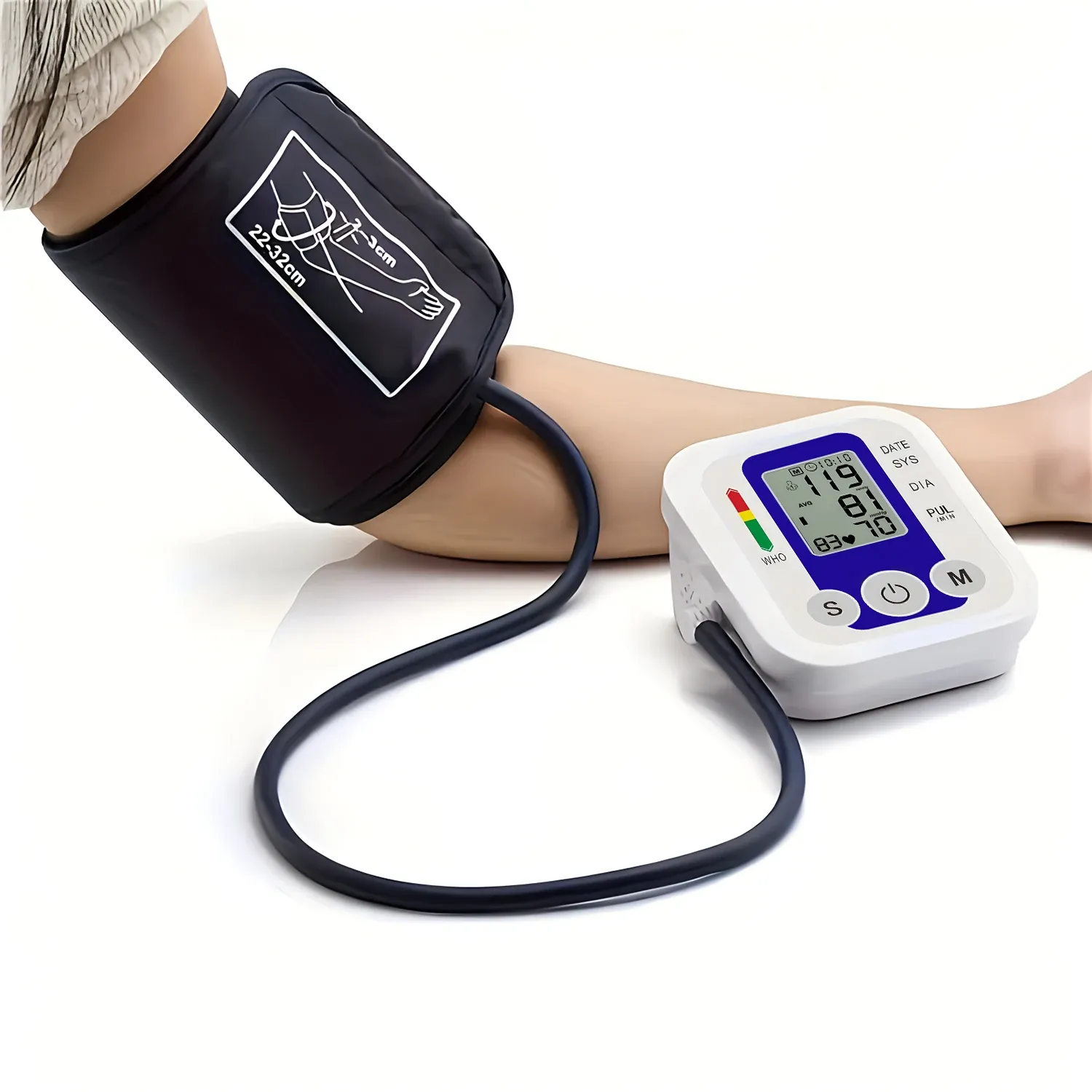 Automatic Digital Arm Blood Pressure Monitor Kit - Accurate BP Tonometer with Heart Rate Pulse Meter, Large Cuff (22-32cm), Battery & USB Powered for Home Use