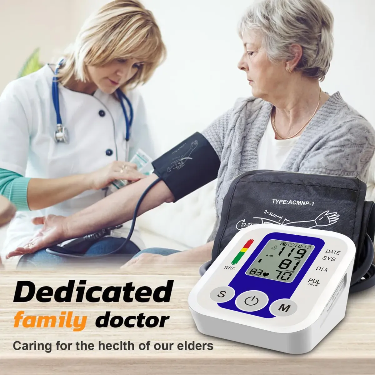 Automatic Digital Arm Blood Pressure Monitor Kit - Accurate BP Tonometer with Heart Rate Pulse Meter, Large Cuff (22-32cm), Battery & USB Powered for Home Use showcase 1