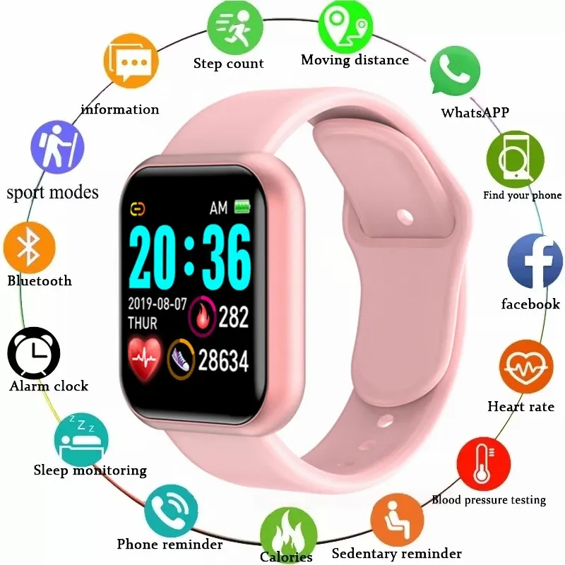 Y68 D20 Smartwatch for Men & Women: Bluetooth Connected Fitness Tracker, Heart Rate Monitor, Sleep Tracker, Music Control, Sports Bracelet with USB Charging - Compatible with Android & iOS