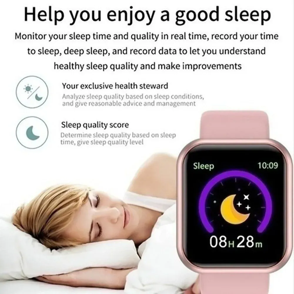 Y68 D20 Smartwatch for Men & Women: Bluetooth Connected Fitness Tracker, Heart Rate Monitor, Sleep Tracker, Music Control, Sports Bracelet with USB Charging - Compatible with Android & iOS thumbnail 2
