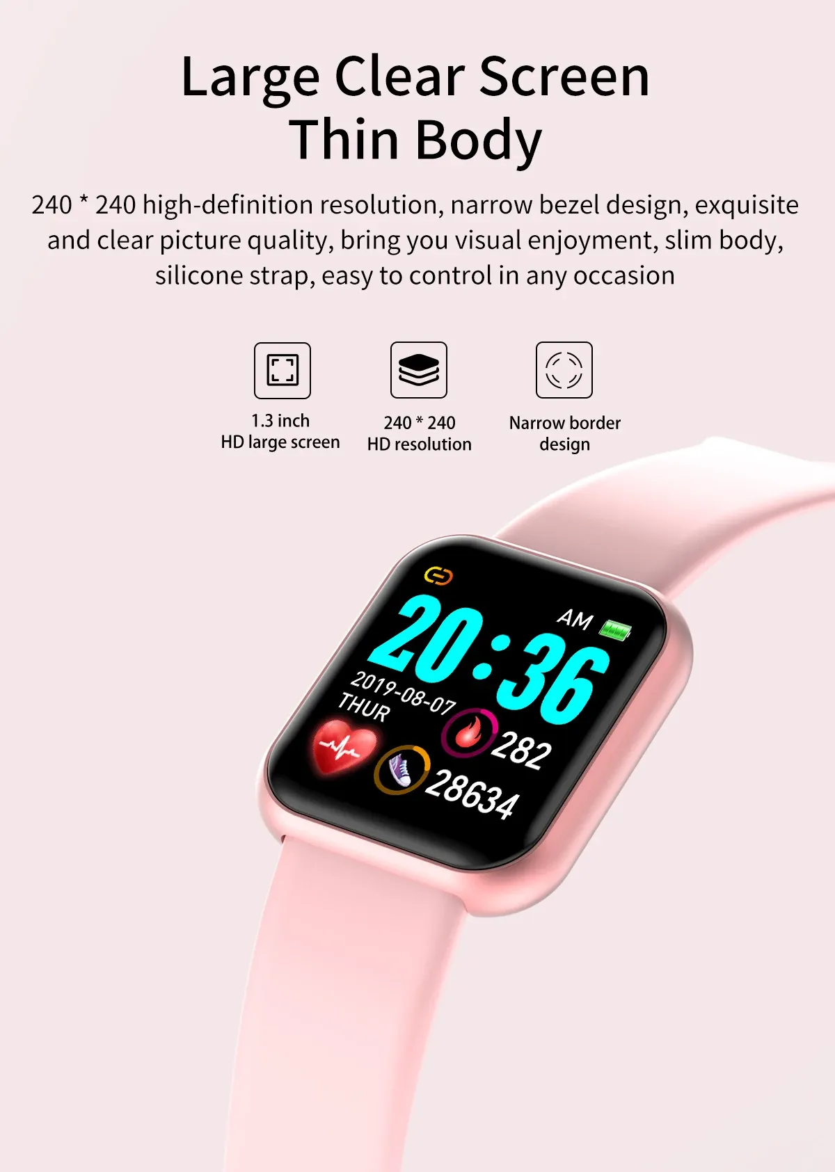 Y68 D20 Smartwatch for Men & Women: Bluetooth Connected Fitness Tracker, Heart Rate Monitor, Sleep Tracker, Music Control, Sports Bracelet with USB Charging - Compatible with Android & iOS showcase 8