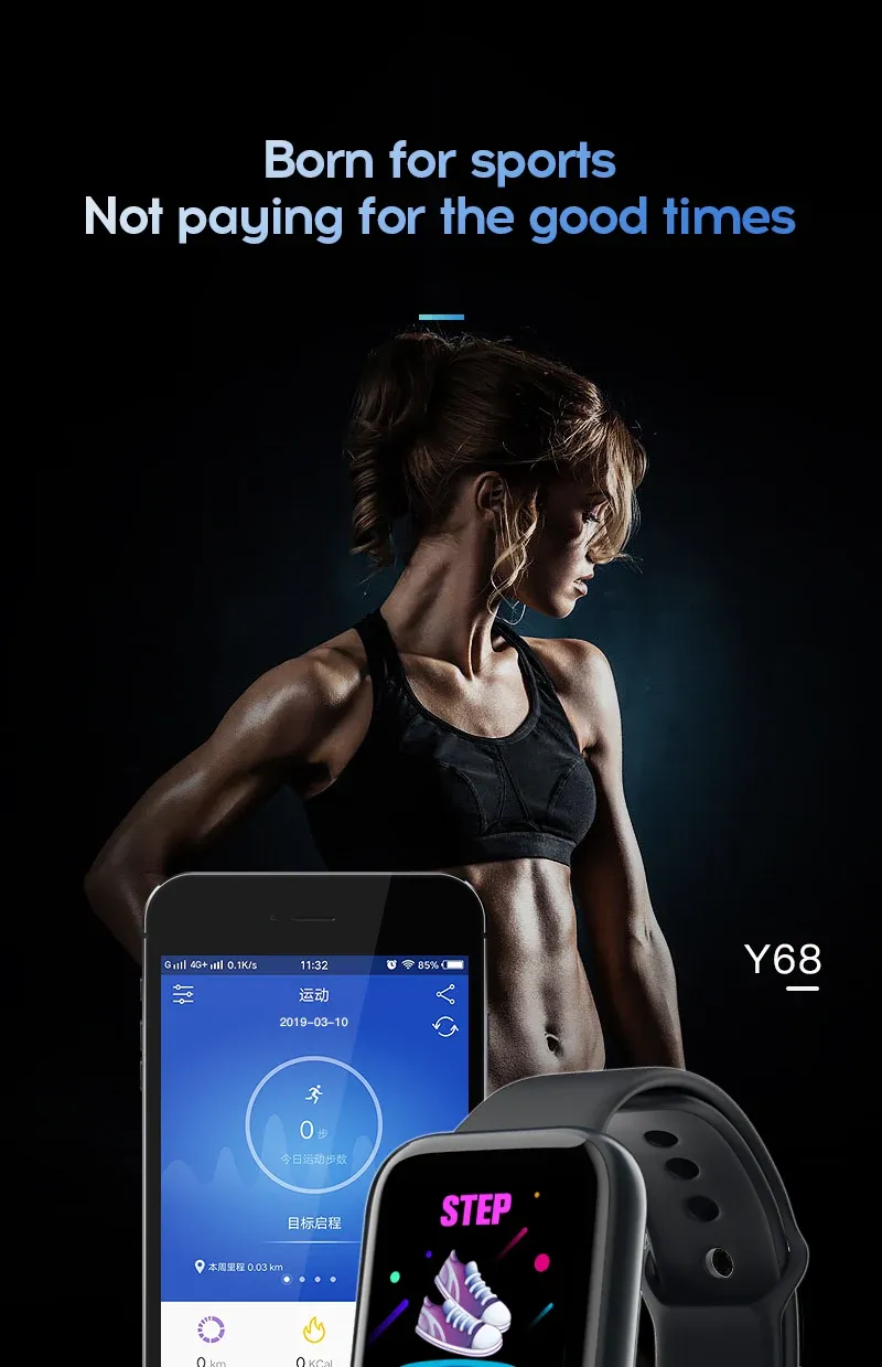 Y68 D20 Smartwatch for Men & Women: Bluetooth Connected Fitness Tracker, Heart Rate Monitor, Sleep Tracker, Music Control, Sports Bracelet with USB Charging - Compatible with Android & iOS showcase 9