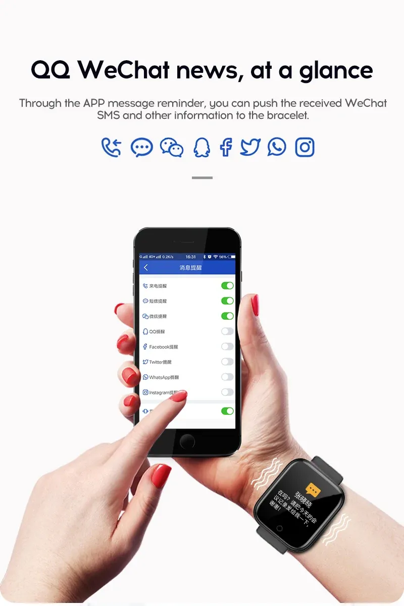 Y68 D20 Smartwatch for Men & Women: Bluetooth Connected Fitness Tracker, Heart Rate Monitor, Sleep Tracker, Music Control, Sports Bracelet with USB Charging - Compatible with Android & iOS showcase 14