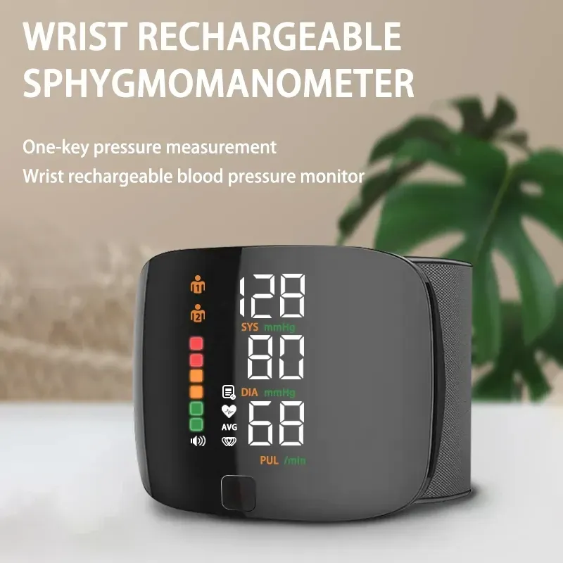 Rechargeable LED Wrist Blood Pressure Monitor with English Voice Broadcast - Accurate Sphygmomanometer Tonometer for Home Health Monitoring thumbnail 3