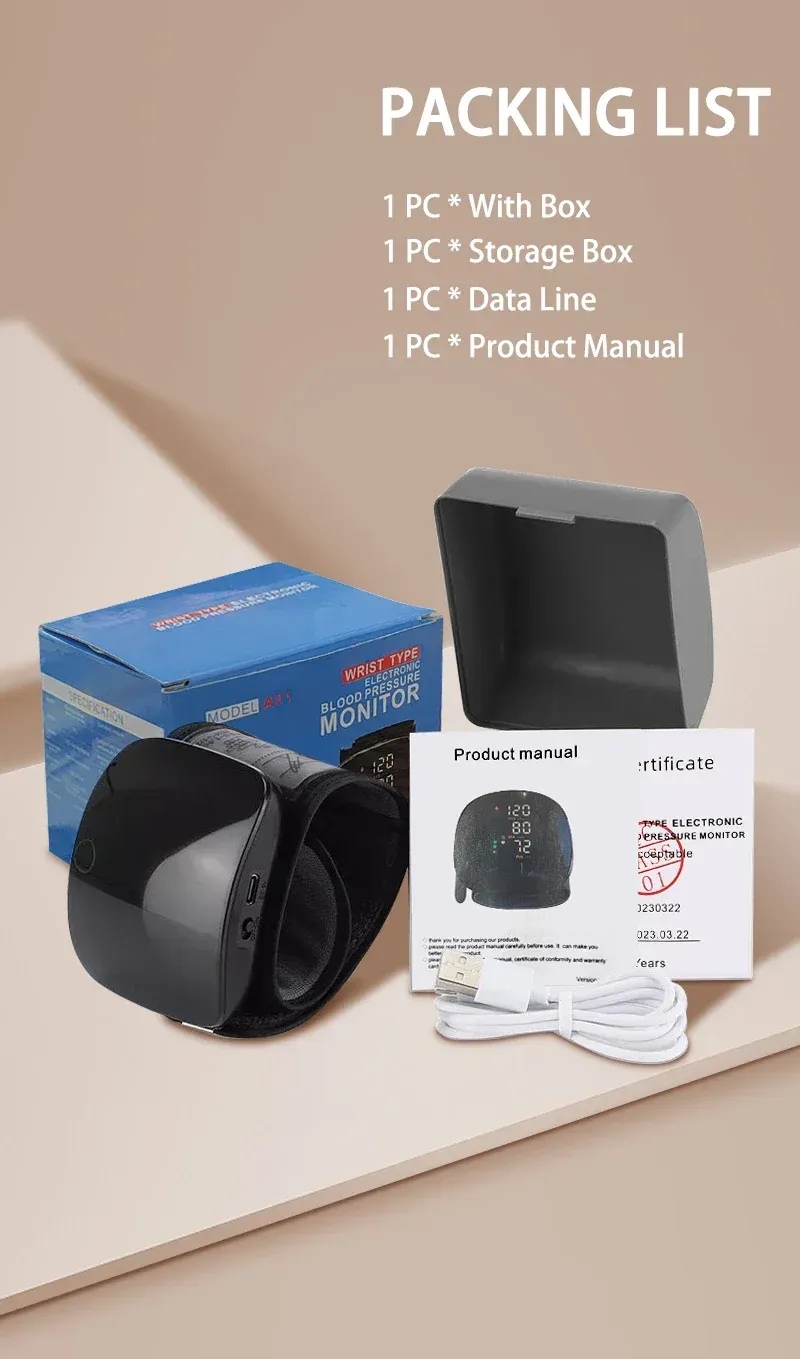 Rechargeable LED Wrist Blood Pressure Monitor with English Voice Broadcast - Accurate Sphygmomanometer Tonometer for Home Health Monitoring showcase 2