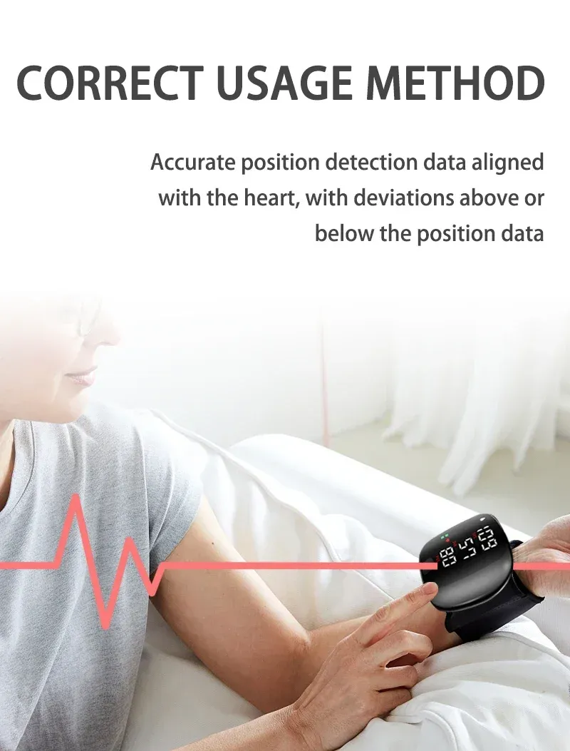 Rechargeable LED Wrist Blood Pressure Monitor with English Voice Broadcast - Accurate Sphygmomanometer Tonometer for Home Health Monitoring showcase 5