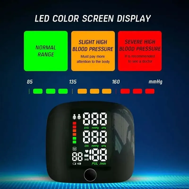 Rechargeable LED Wrist Blood Pressure Monitor with English Voice Broadcast - Accurate Sphygmomanometer Tonometer for Home Health Monitoring showcase 12