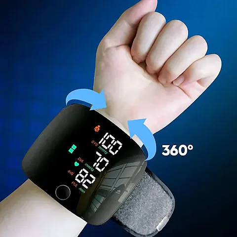 Rechargeable LED Digital Blood Pressure Monitor - Automatic Wrist Sphygmomanometer with Large LCD Screen for Accurate Heart Rate and BP Readings