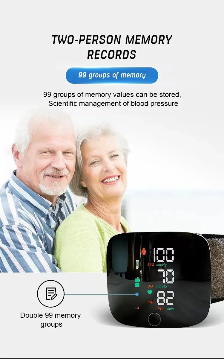 Rechargeable LED Digital Blood Pressure Monitor - Automatic Wrist Sphygmomanometer with Large LCD Screen for Accurate Heart Rate and BP Readings showcase 9