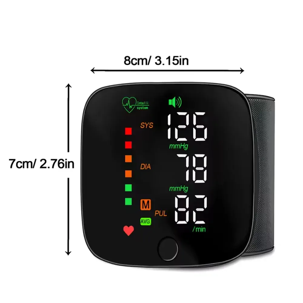Rechargeable LED Digital Blood Pressure Monitor - Automatic Wrist Sphygmomanometer with Large LCD Screen for Accurate Heart Rate and BP Readings thumbnail 6