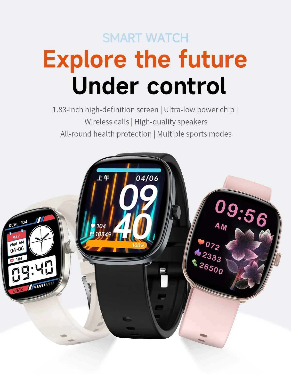 T99 Promax Smart Watch for Men & Women: 1.83" HD Color Screen, Bluetooth Calls, Health Monitoring (Blood Oxygen/Pressure), Fitness Tracker, IP67 Waterproof, Compatible with Android & iOS showcase 1