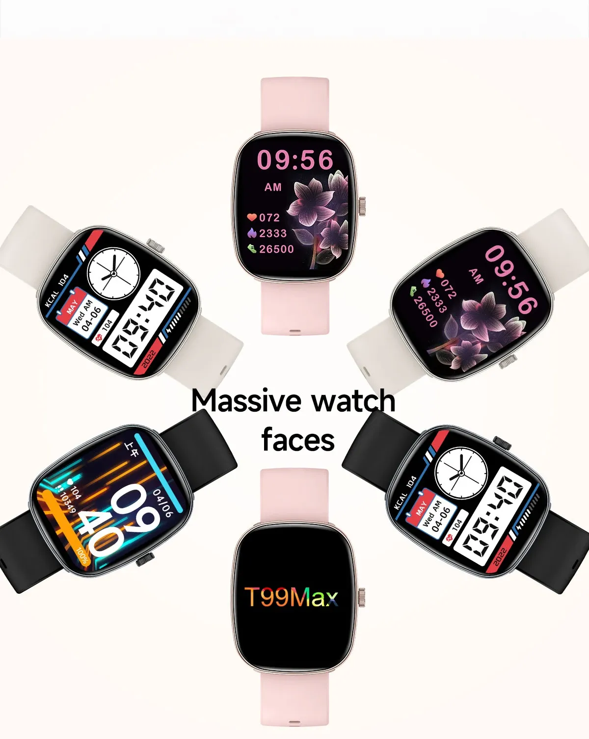 T99 Promax Smart Watch for Men & Women: 1.83" HD Color Screen, Bluetooth Calls, Health Monitoring (Blood Oxygen/Pressure), Fitness Tracker, IP67 Waterproof, Compatible with Android & iOS showcase 5