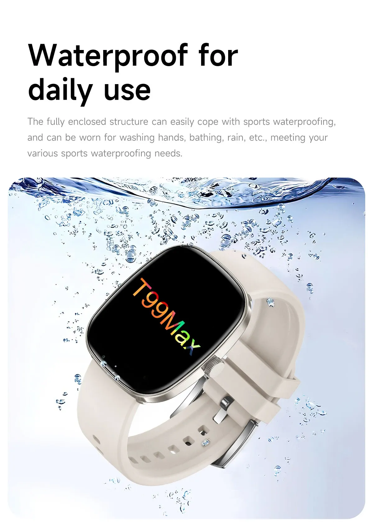T99 Promax Smart Watch for Men & Women: 1.83" HD Color Screen, Bluetooth Calls, Health Monitoring (Blood Oxygen/Pressure), Fitness Tracker, IP67 Waterproof, Compatible with Android & iOS showcase 15