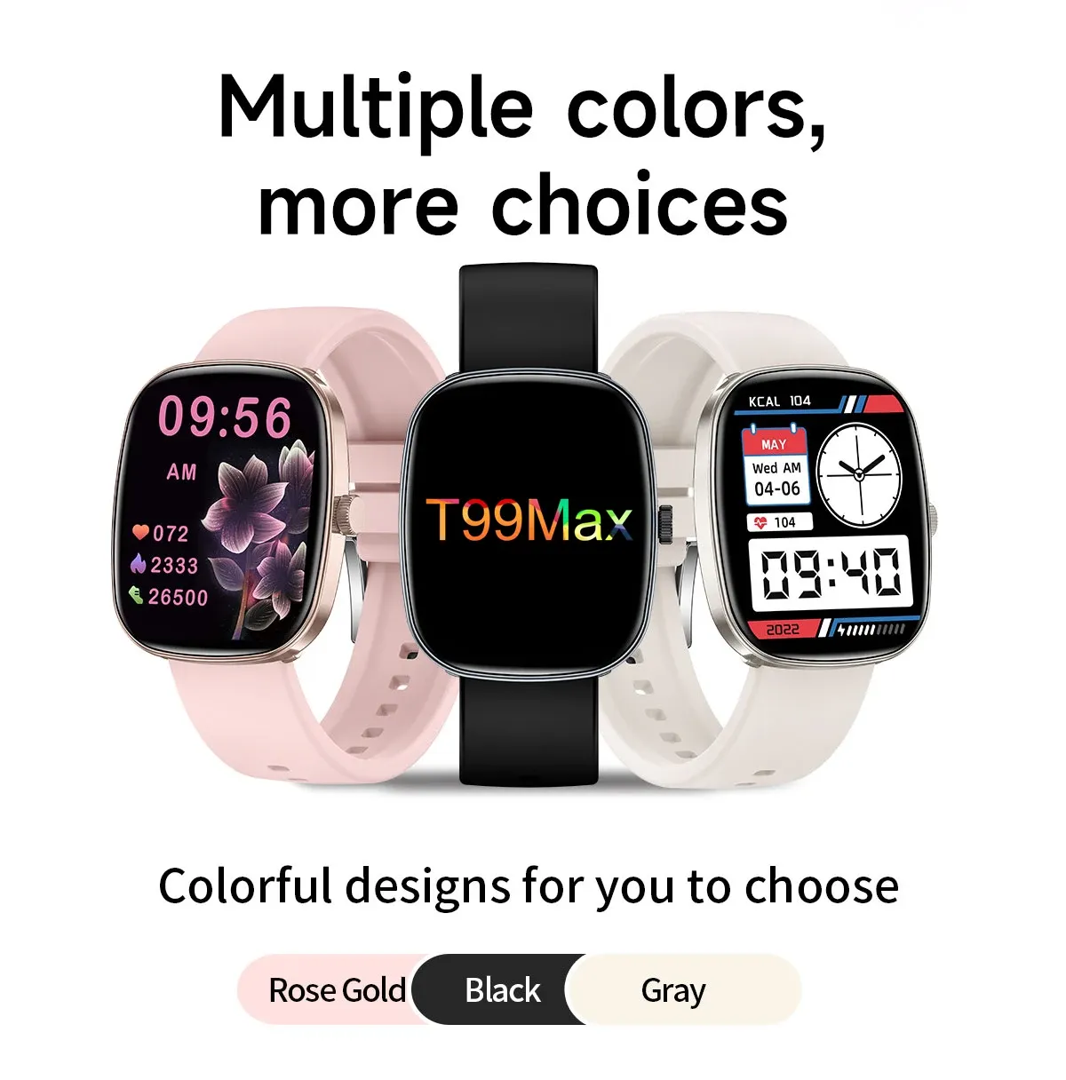 T99 Promax Smart Watch for Men & Women: 1.83" HD Color Screen, Bluetooth Calls, Health Monitoring (Blood Oxygen/Pressure), Fitness Tracker, IP67 Waterproof, Compatible with Android & iOS showcase 18