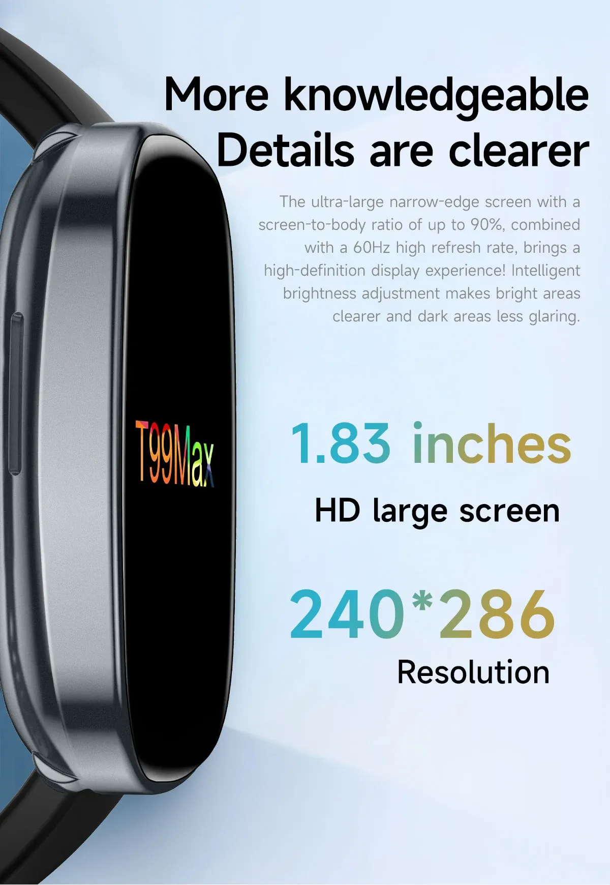 T99 Promax Smart Watch for Men & Women: 1.83" HD Color Screen, Bluetooth Calls, Health Monitoring (Blood Oxygen/Pressure), Fitness Tracker, IP67 Waterproof, Compatible with Android & iOS showcase 3