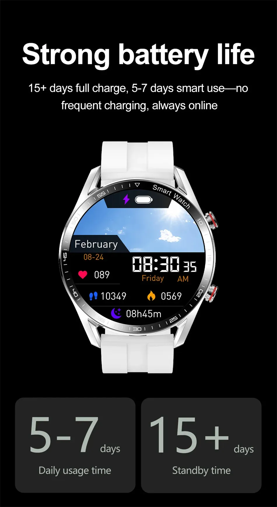 Smart Watch for Men - 1.53" Full HD Touchscreen, ECG+PPG, Multi-Sport Modes, Bluetooth Calling, IP67 Waterproof, Business Style Smartwatch with Fitness Tracker showcase 22