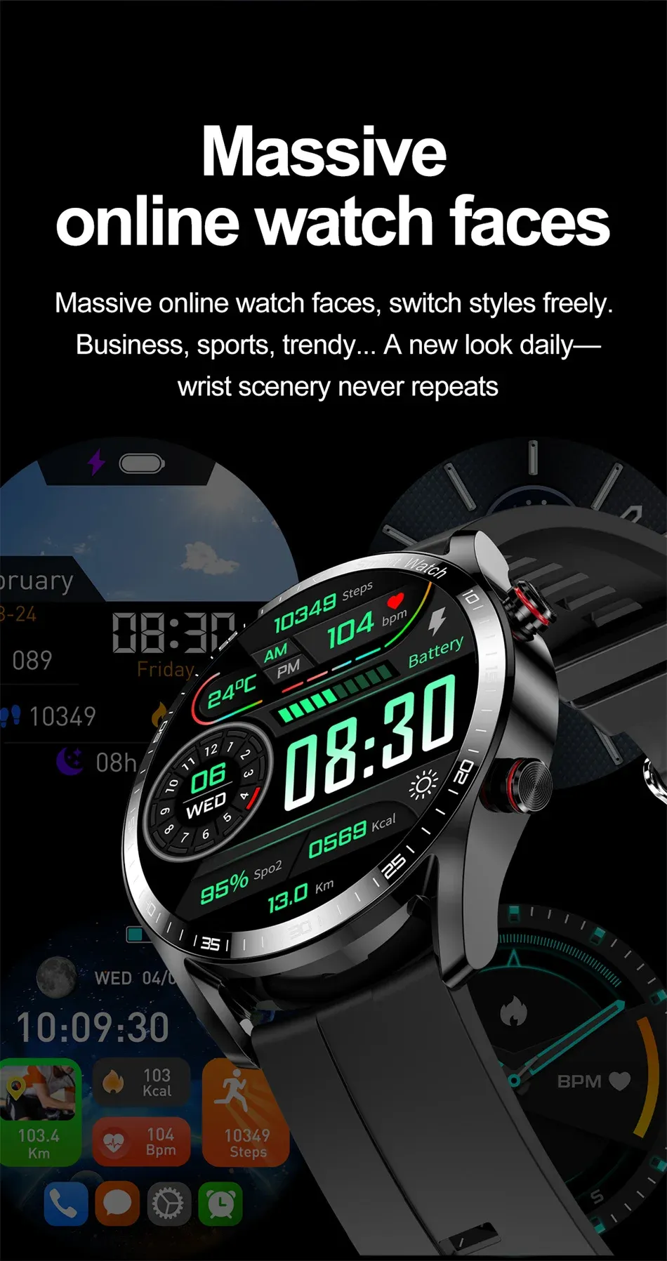 Smart Watch for Men - 1.53" Full HD Touchscreen, ECG+PPG, Multi-Sport Modes, Bluetooth Calling, IP67 Waterproof, Business Style Smartwatch with Fitness Tracker showcase 5