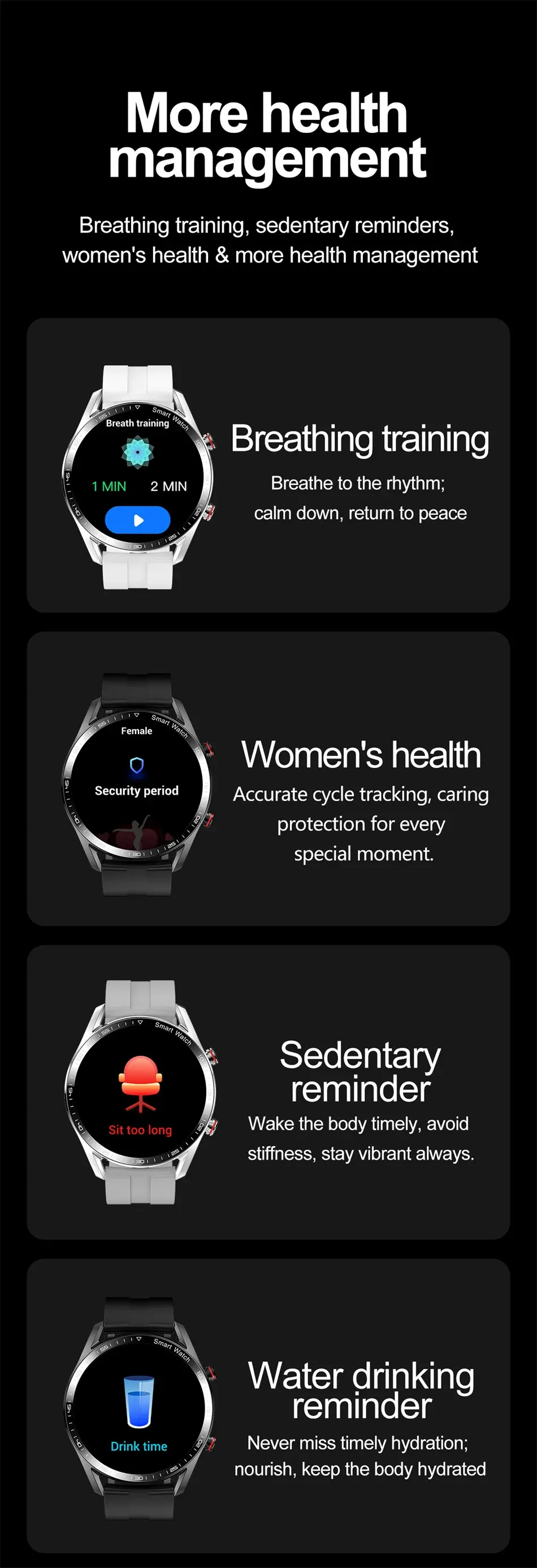 Smart Watch for Men - 1.53" Full HD Touchscreen, ECG+PPG, Multi-Sport Modes, Bluetooth Calling, IP67 Waterproof, Business Style Smartwatch with Fitness Tracker showcase 16