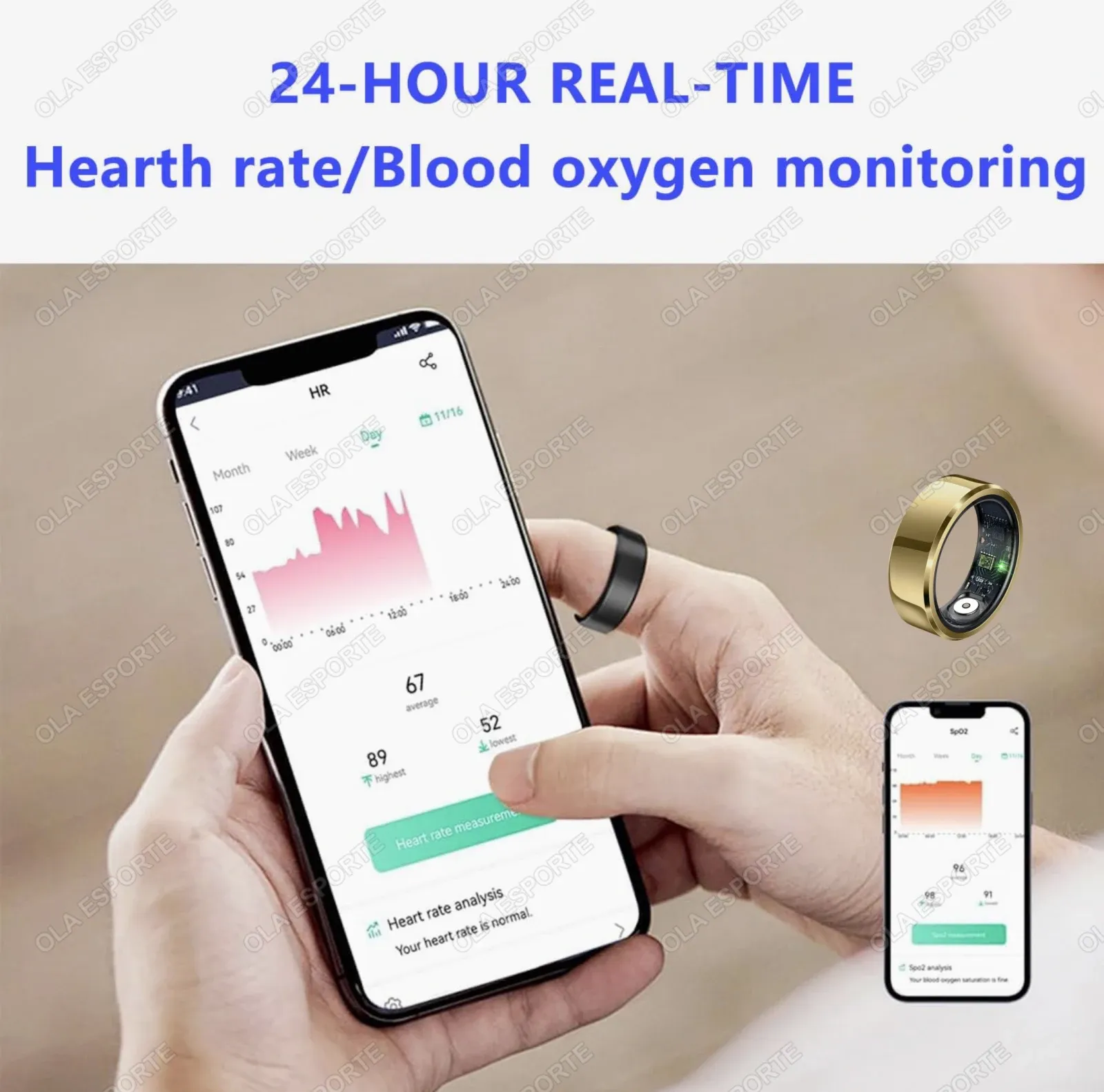 2025 Smart Ring for Men & Women: Blood Pressure, Heart Rate, Sleep Monitoring, SpO2, Waterproof (IP68/5ATM), Multi-Sport Tracking, Remote Camera Control thumbnail 4