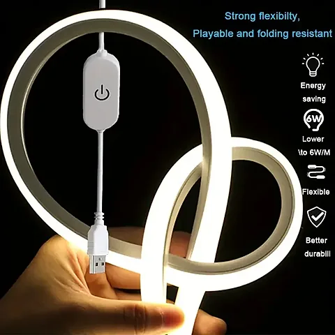 Dimmable LED Neon Strip Light with Touch Sensor, USB Powered 5V Silicone Rope Light, IP67 Waterproof Flexible Neon Sign Tape for Home Decor, TV Backlight, Outdoor Use