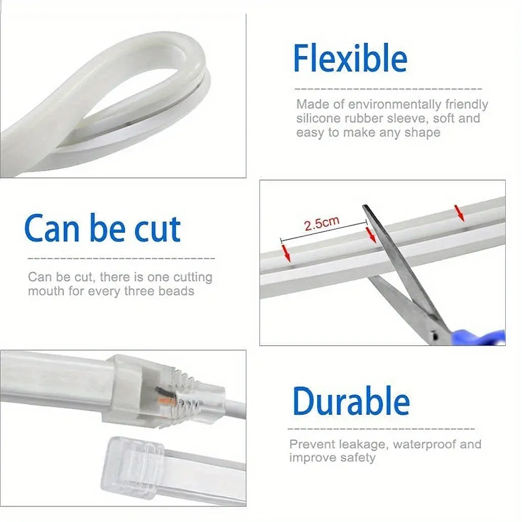 Dimmable LED Neon Strip Light with Touch Sensor, USB Powered 5V Silicone Rope Light, IP67 Waterproof Flexible Neon Sign Tape for Home Decor, TV Backlight, Outdoor Use showcase 5
