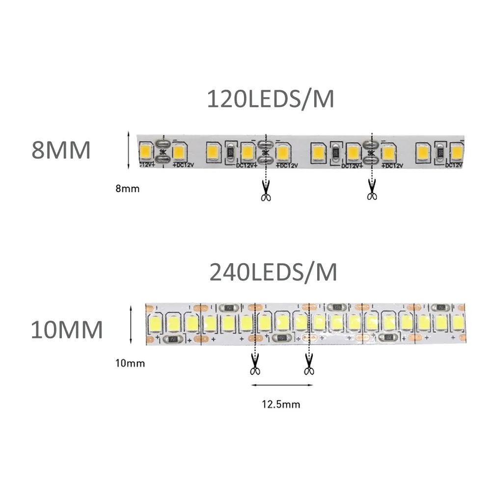 Flexible 12V LED Strip Lights SMD 2835, 120/240 LEDs/M, Warm White, 1M-5M Length, Indoor Home Decor & Accent Lighting thumbnail 2