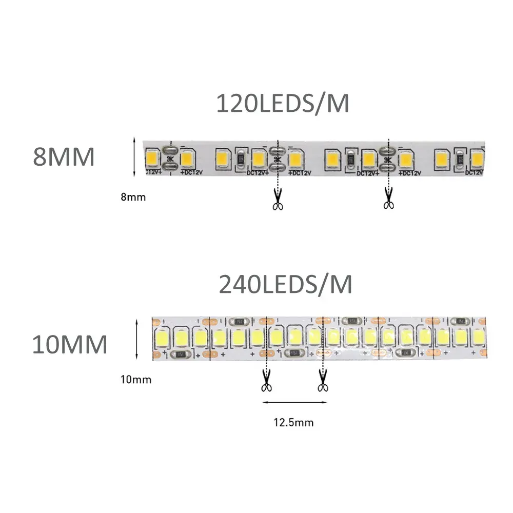Flexible 12V LED Strip Lights SMD 2835, 120/240 LEDs/M, Warm White, 1M-5M Length, Indoor Home Decor & Accent Lighting showcase 1