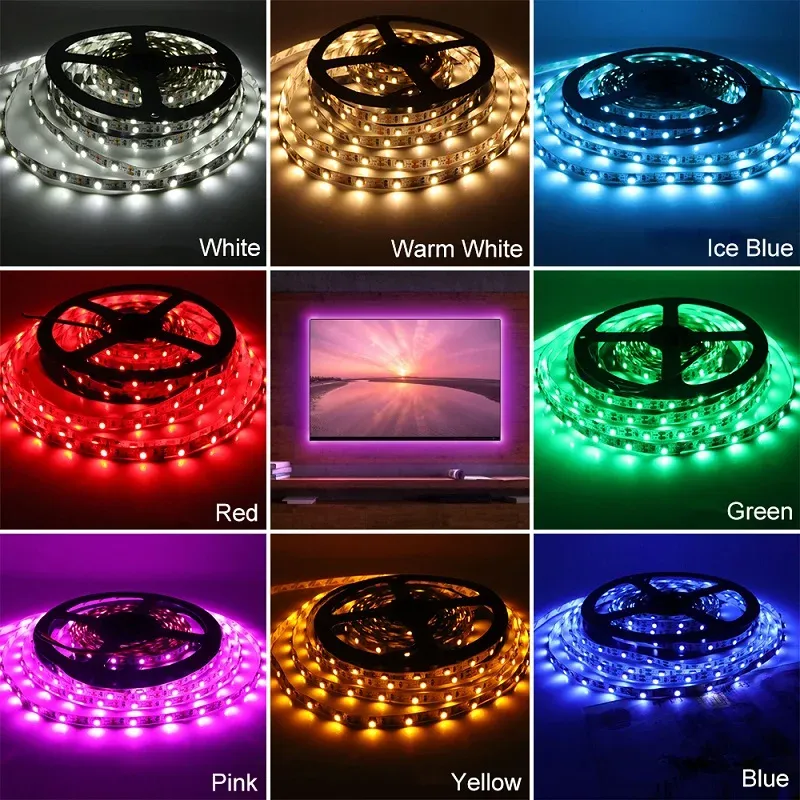 DC 5V USB LED Strip Lights 2835/5050 SMD, White/RGB, Flexible Tape for TV Background, Home Decor, Computer, Laptop, Car - 1-15m thumbnail 5