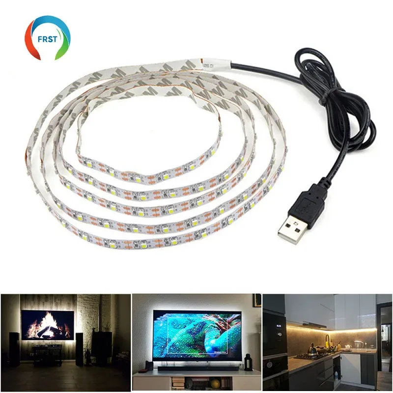 DC 5V USB LED Strip Lights 2835/5050 SMD, White/RGB, Flexible Tape for TV Background, Home Decor, Computer, Laptop, Car - 1-15m