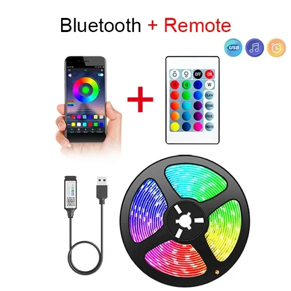 Bluetooth LED Strip Lights 5050 SMD Smart App Remote Control Flexible Ribbon Tape for TV Backlights, Game Room, Home Decor, 5M Length showcase 13