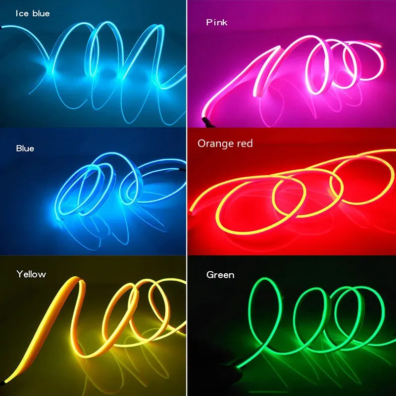 1M-5M Neon LED Car Interior Ambient Light Strips - USB/Cigarette Lighter Drive, DIY Decorative Dashboard Console Cold Light for Enhanced Car Interior thumbnail 2