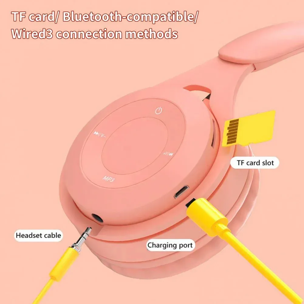 Macaron Wireless Bluetooth Headphones with Mic - Stereo Headband Gaming Headset for Mobile Tablet, Gamer Girl Gift, 6-Hour Playtime, 200mAh Battery, 3.5mm Audio Port showcase 4