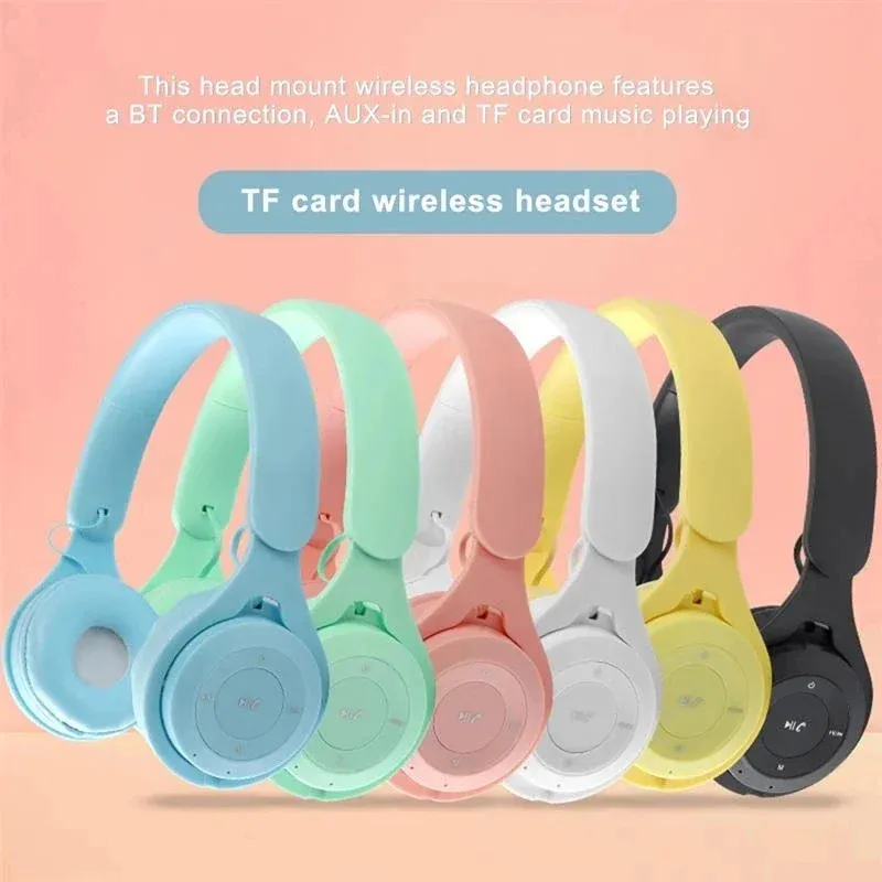 Macaron Wireless Bluetooth Headphones with Mic - Stereo Headband Gaming Headset for Mobile Tablet, Gamer Girl Gift, 6-Hour Playtime, 200mAh Battery, 3.5mm Audio Port showcase 1