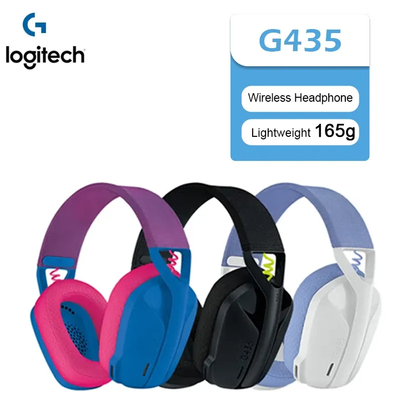 Logitech G435 LIGHTSPEED Wireless Gaming Headset: USB Bluetooth/2.4GHz, 18-Hour Battery, Beamforming Mic, Lightweight 165g, PC/PS5/Mobile Compatible